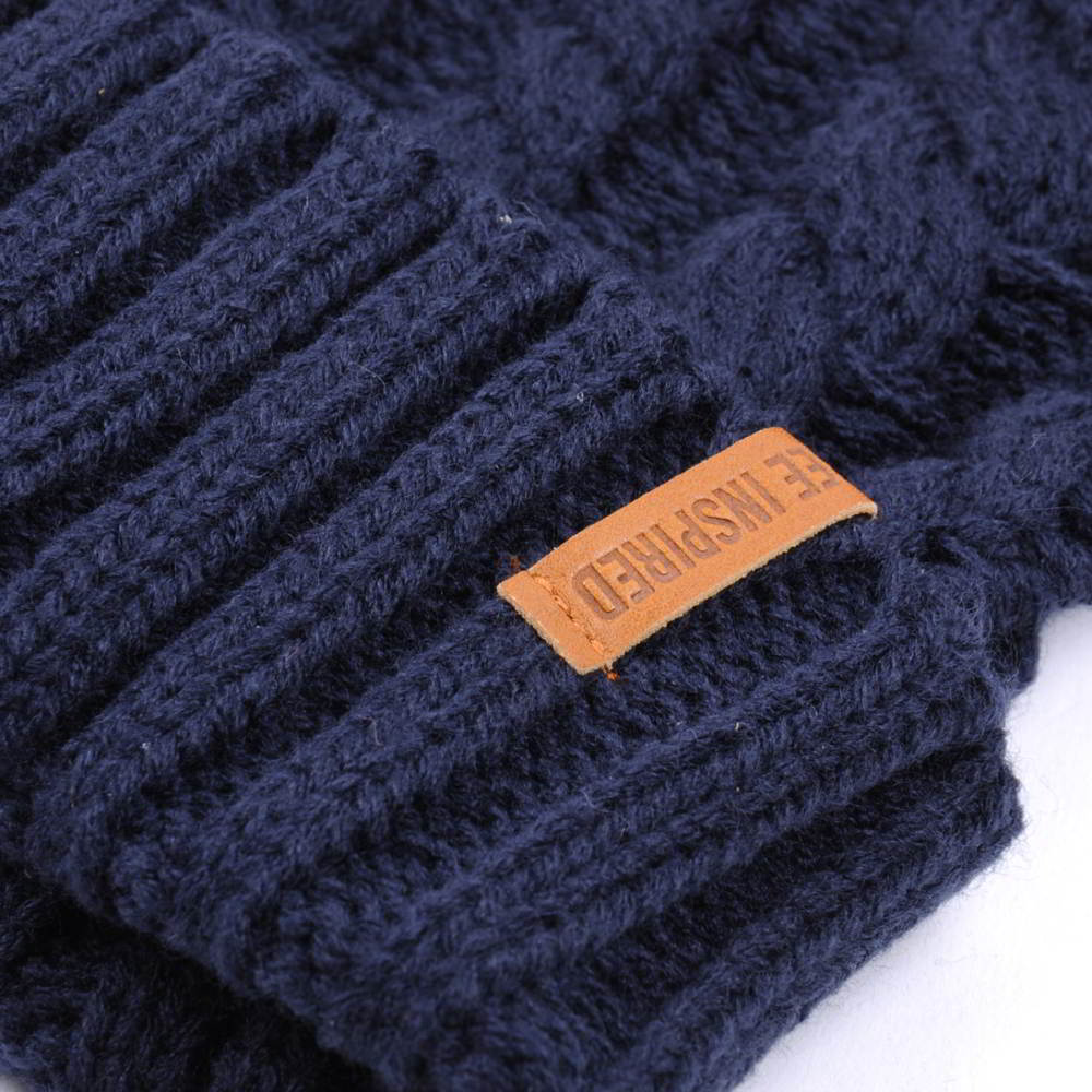 plain logo pom blank cuffed winter beanies