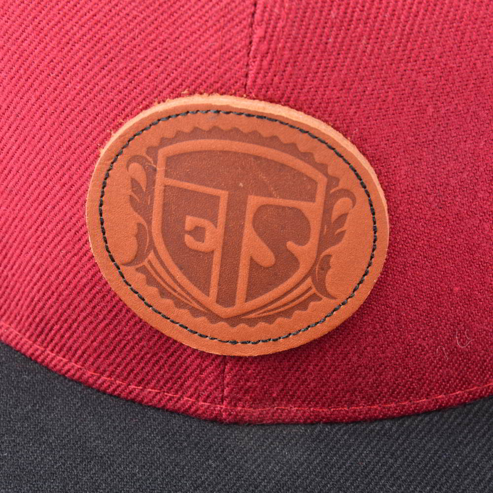 leather patch 6 panels two tone snapback hats