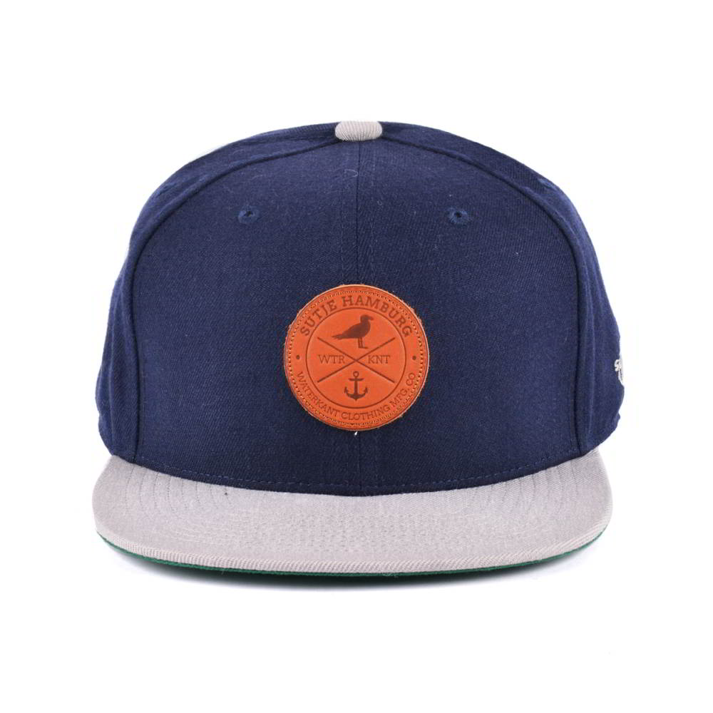 >leather patch two color snapback hats custom