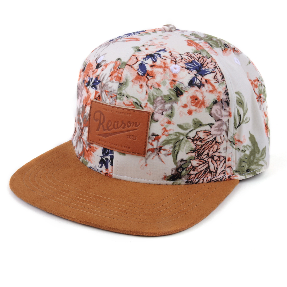 leather patch suede brim printing snapback caps