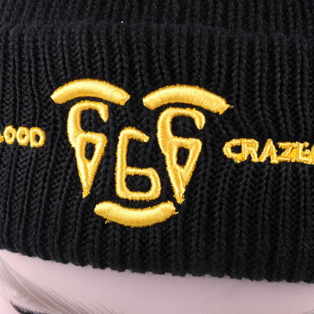 plain embroidery black slouchy winter beanies