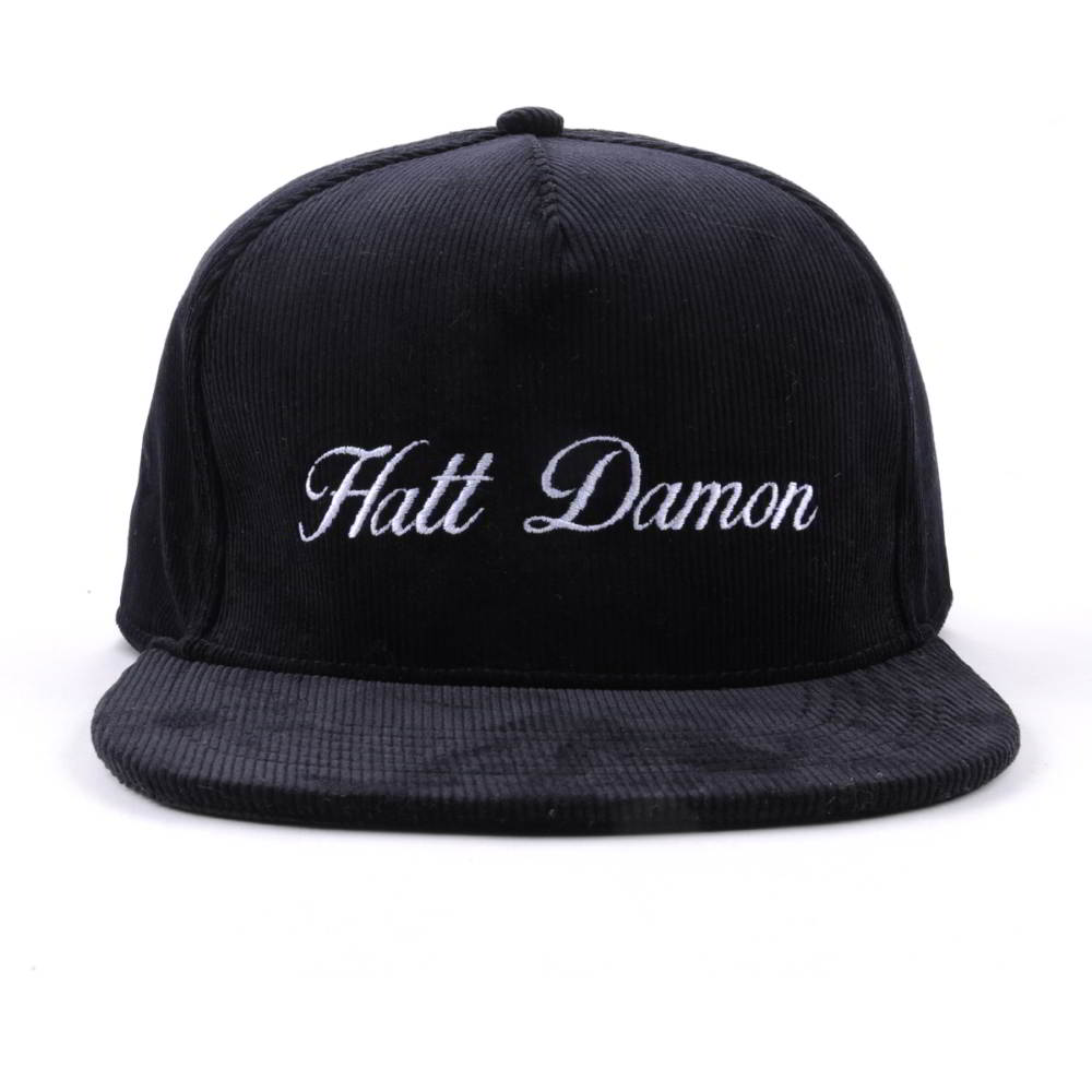 >plain flat embroidery black corduroy snapback hats