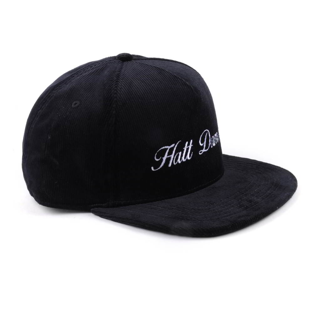 plain flat embroidery black corduroy snapback hats