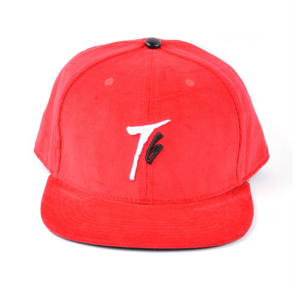 >plain embroidery logo red corduroy snapback hats