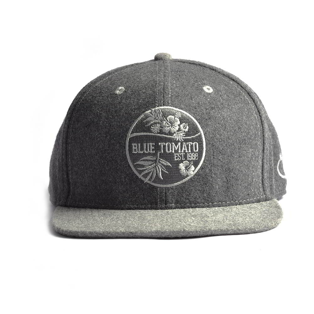 >Melton wool flat embroidery gray snapback hats