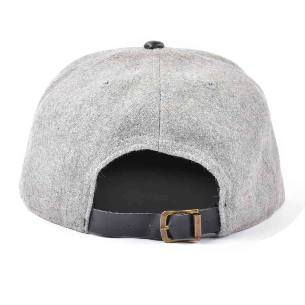 plain embroidery leather brim plain melton wool snapback hats