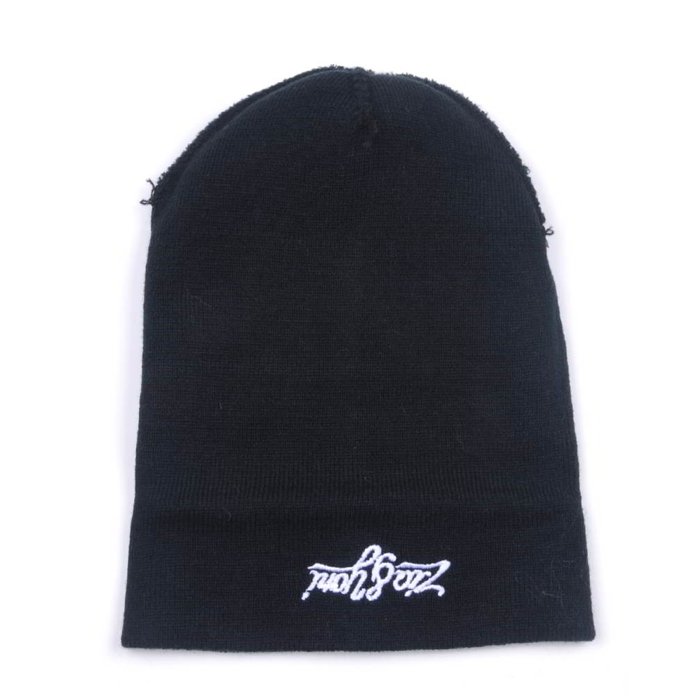 jacquard logo pom pom black winter beanies