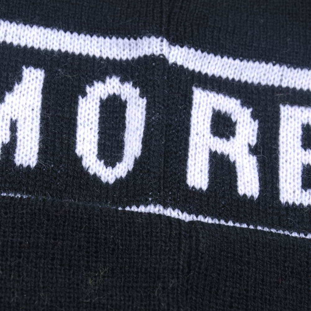 jacquard logo pom pom black winter beanies