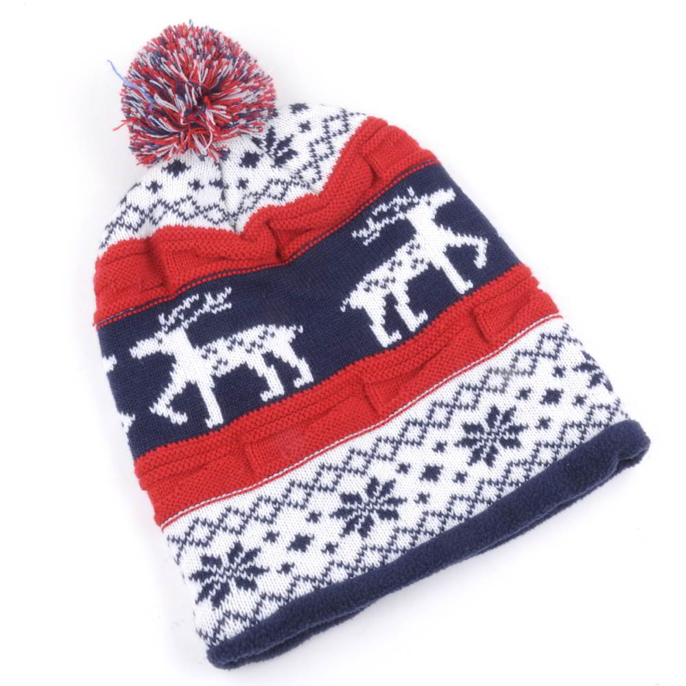 winter jacquard pom pom beanies knitted hats