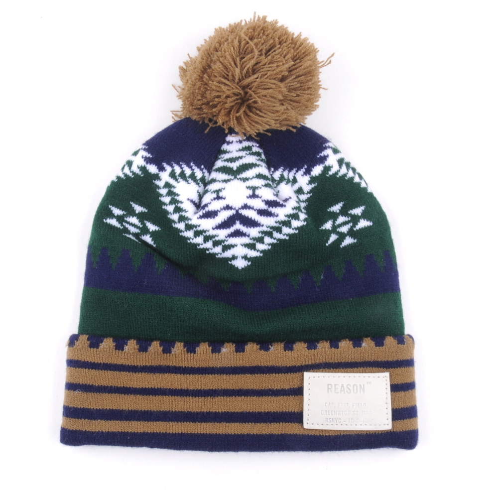 jacquard winter stripes pom pom beanies custom