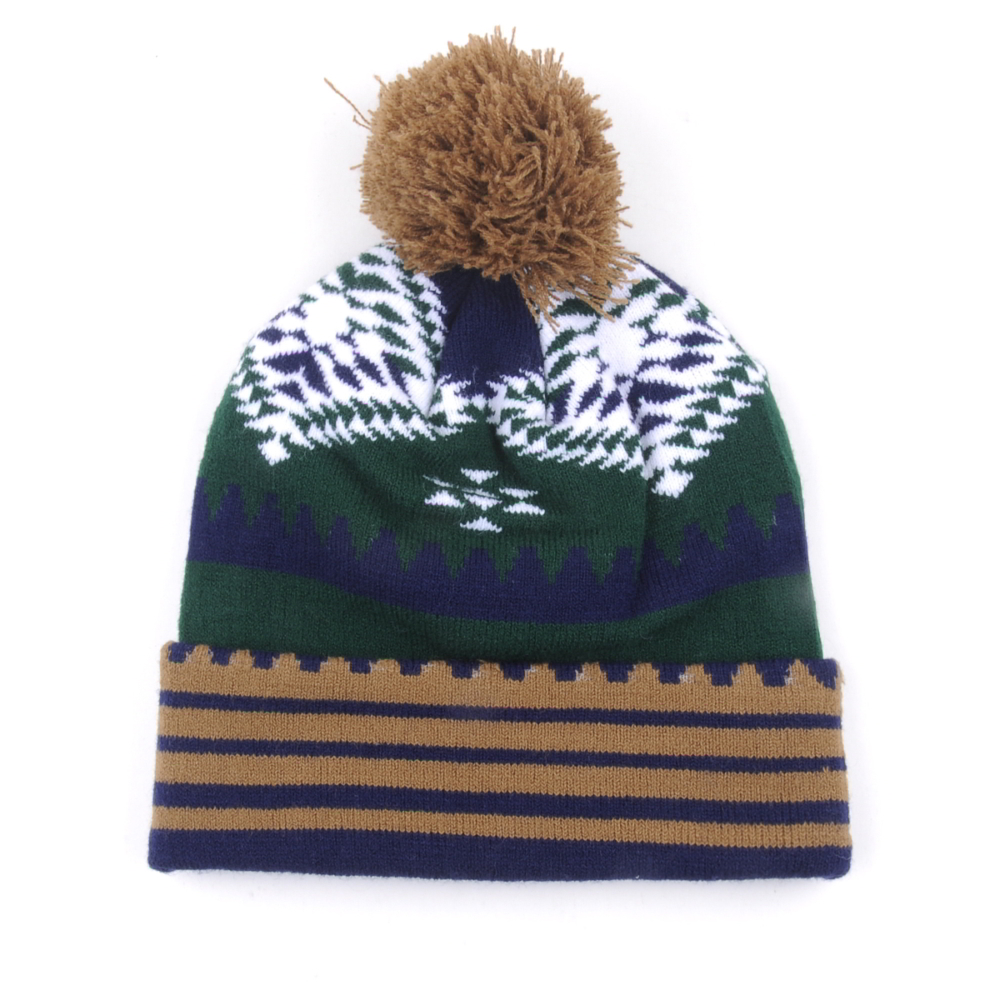 jacquard winter stripes pom pom beanies custom