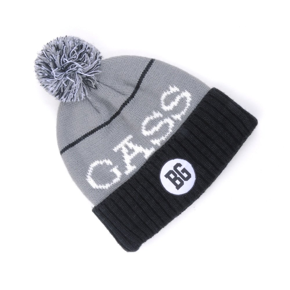 jacquard logo pom pom warm winter beanies hats