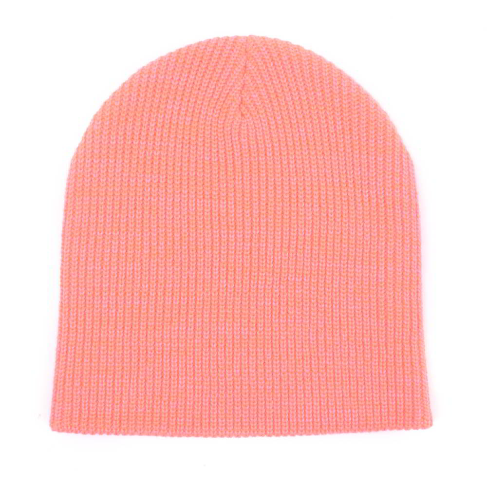 plain leather logo pink winter cuffed beanies