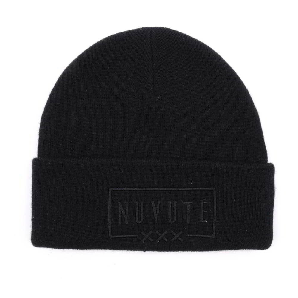 black winter beanies embroidery logo winter hats