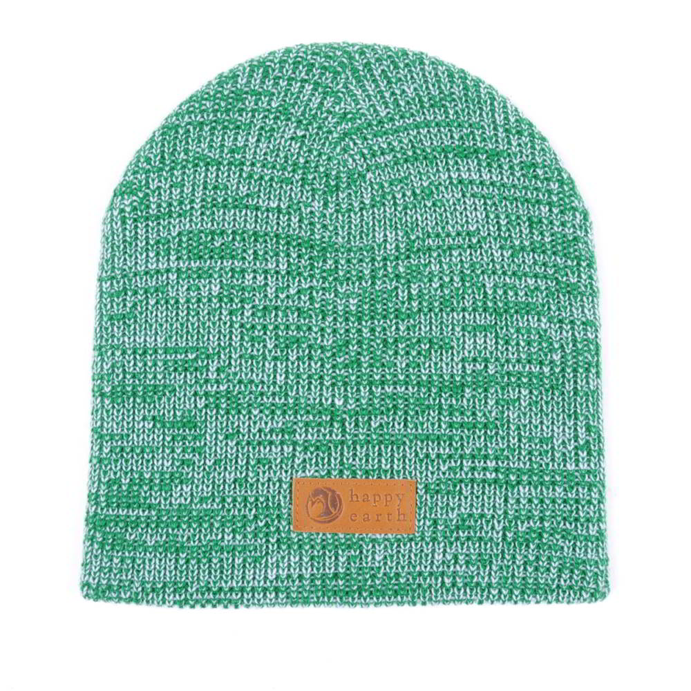 >plain leather logo slouchy green winter beanies