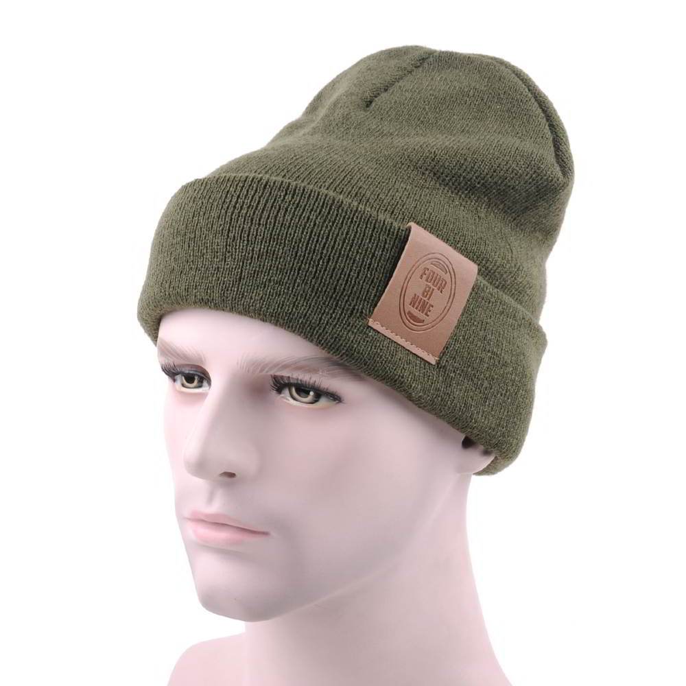 >leather patch slouchy winter beanies hats