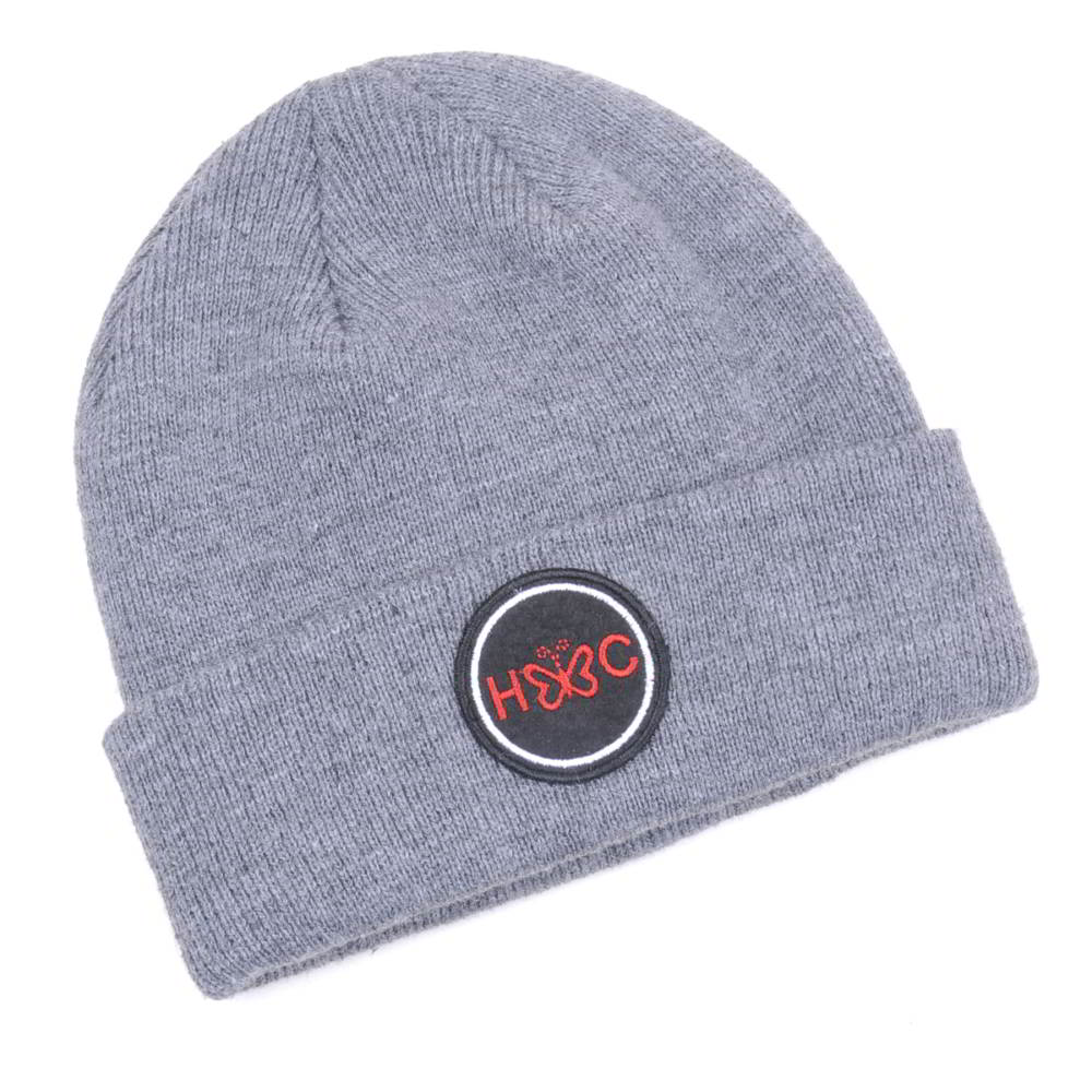 embroidery patch gray winter cuffed hats