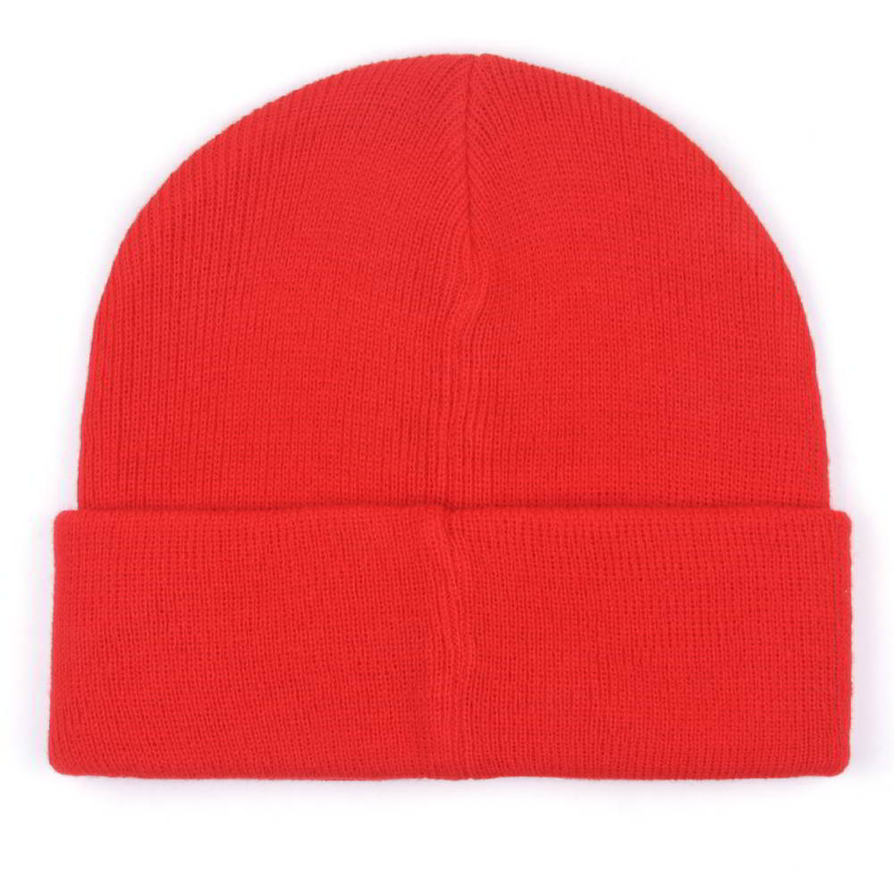 plain logo red knit cuffed hats beanies