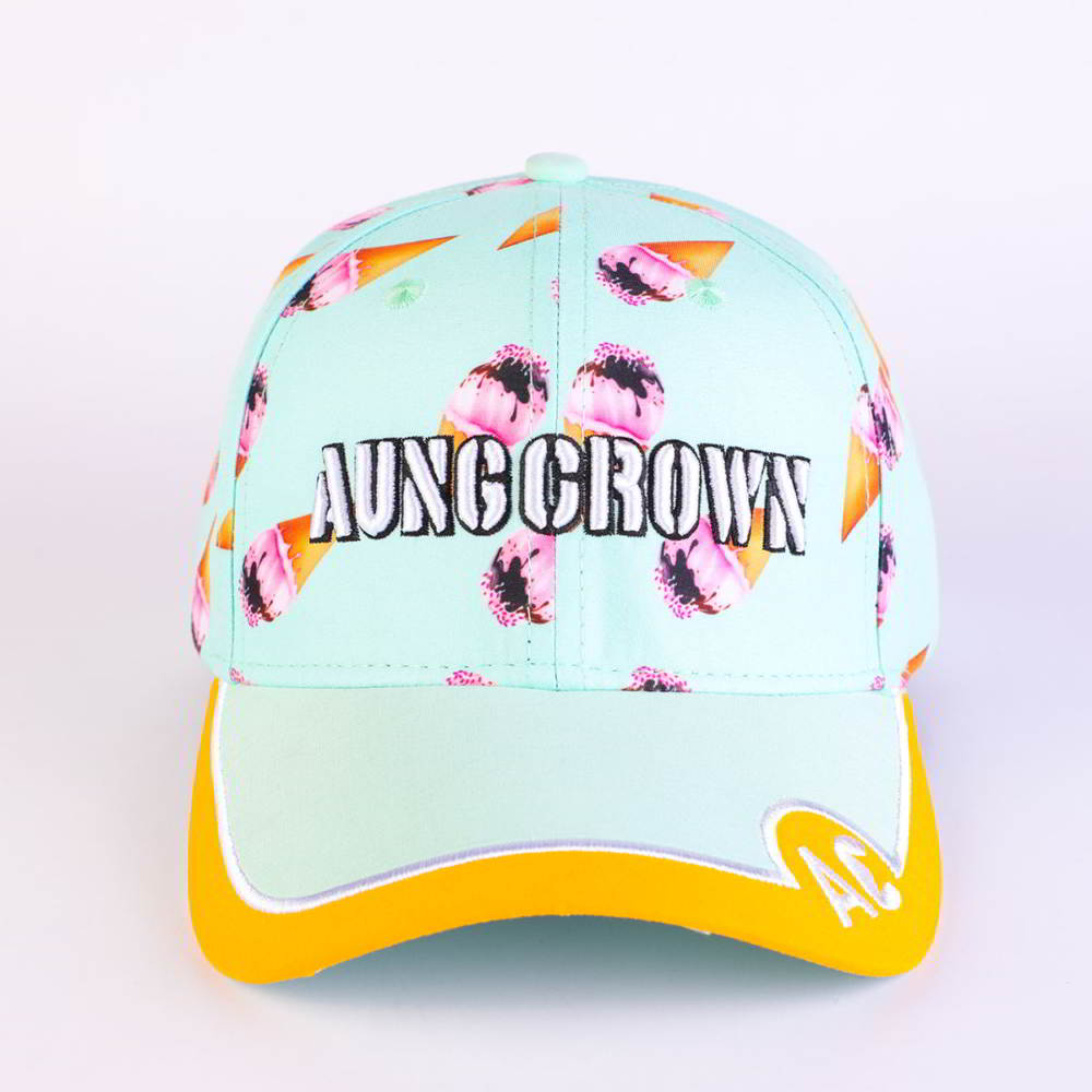 >aungcrown embroidery logo printed fabric baseball hats