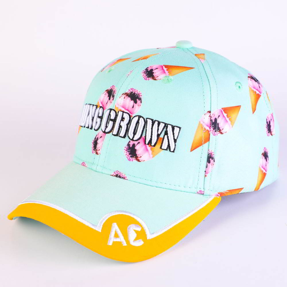 aungcrown embroidery logo printed fabric baseball hats