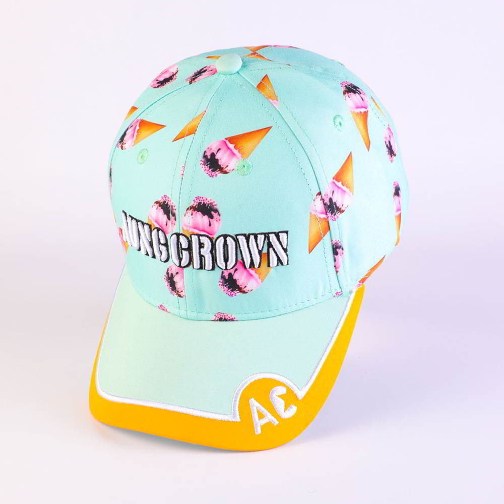 aungcrown embroidery logo printed fabric baseball hats