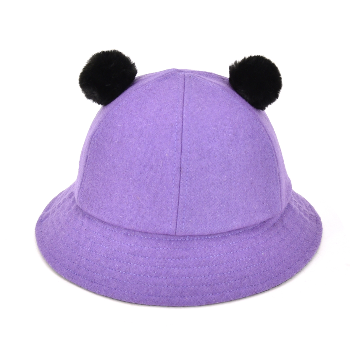 >warm and cute melon wool plain winter bucket hat for kids purple