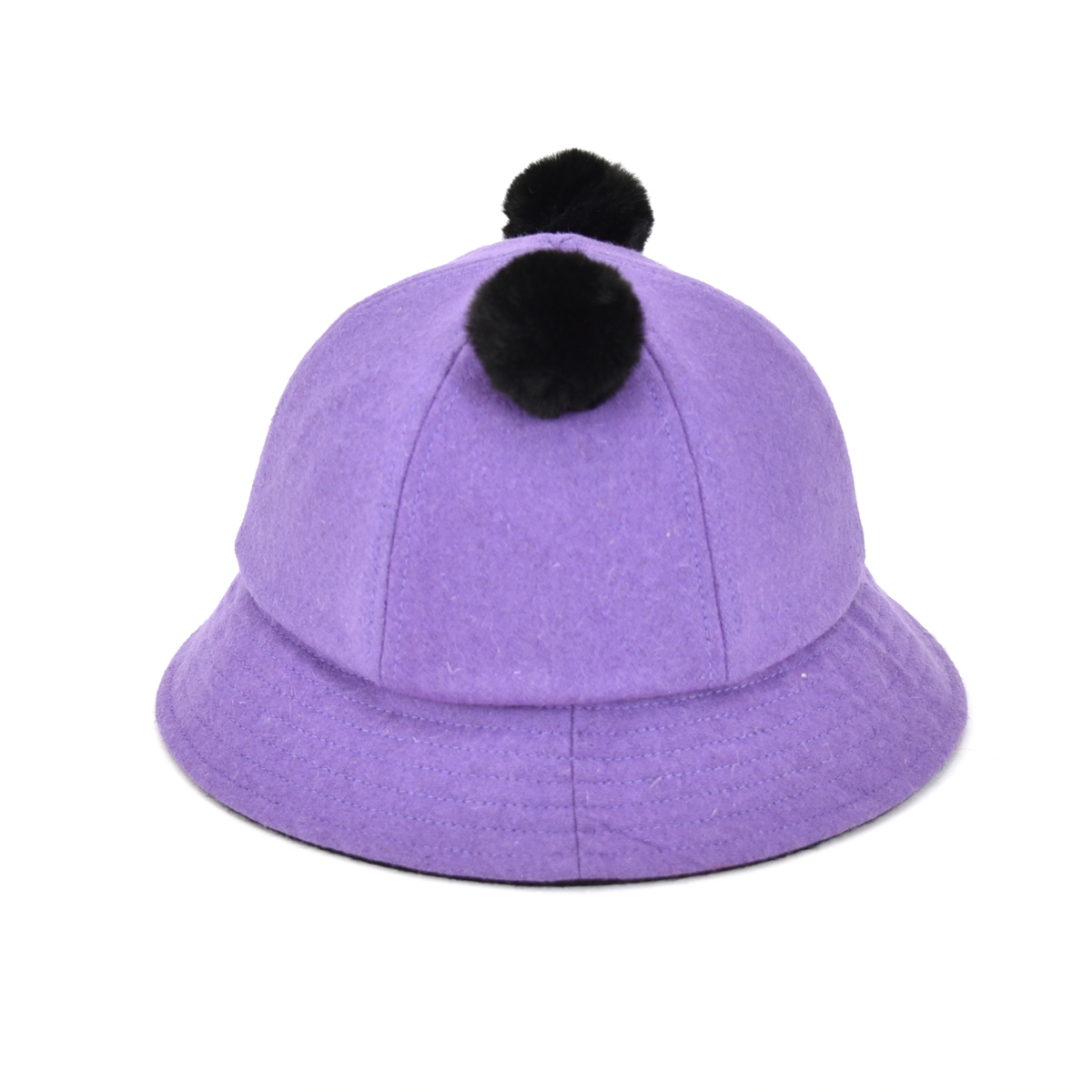 warm and cute melon wool plain winter bucket hat for kids purple