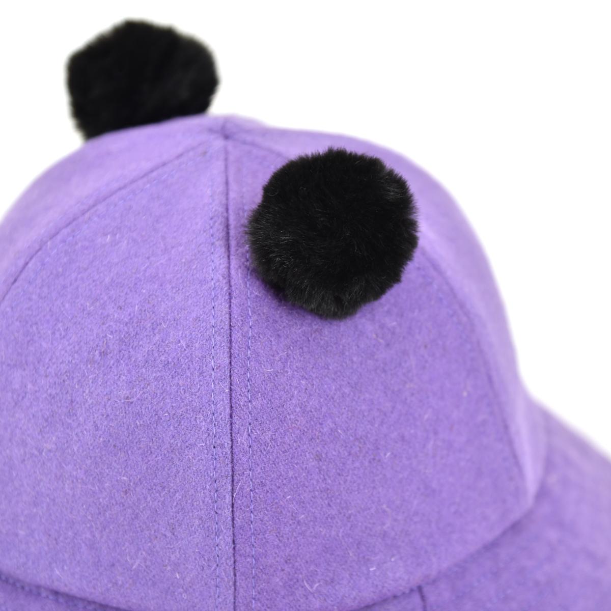 warm and cute melon wool plain winter bucket hat for kids purple