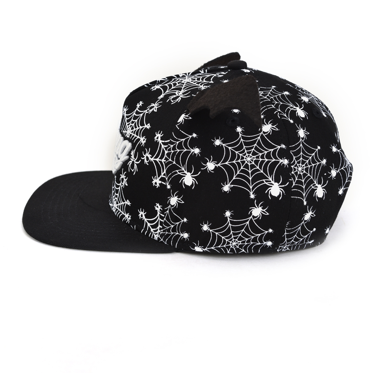 cotton fashion children snapback hat spider web pattern printing 3D embroidery best gift for kids black-white