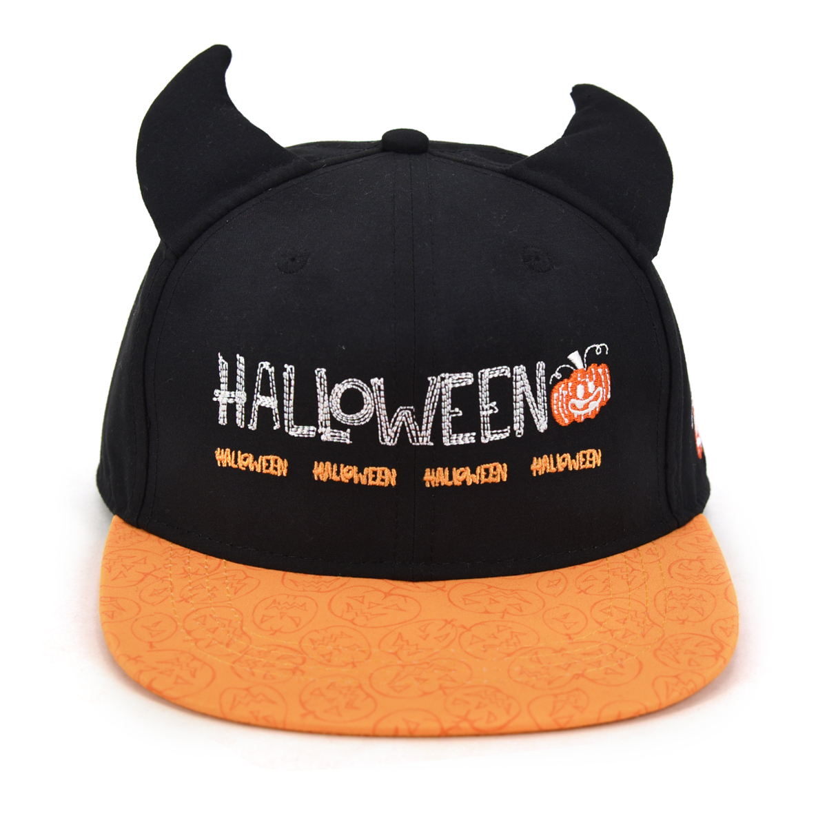 >Cute children hat with devil angle laser embroidery printing pattern brim snapbacks