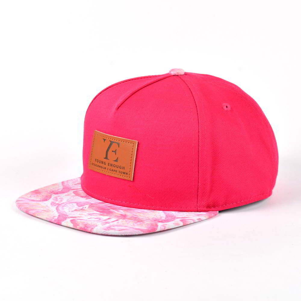 5 panels leather patch children snapback hats