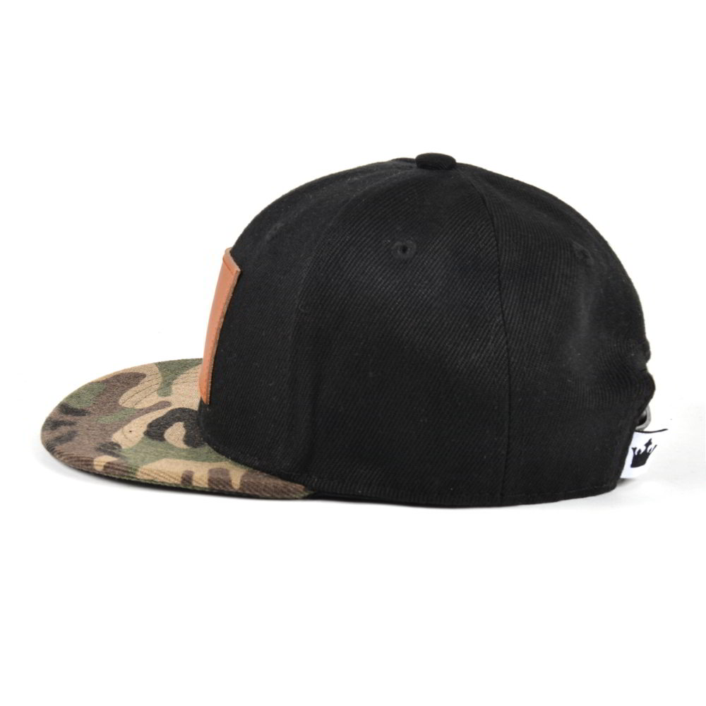 camo brim leather patch snapback children caps