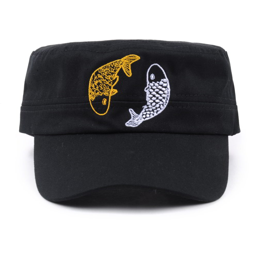 >custom plain embroidery black military caps