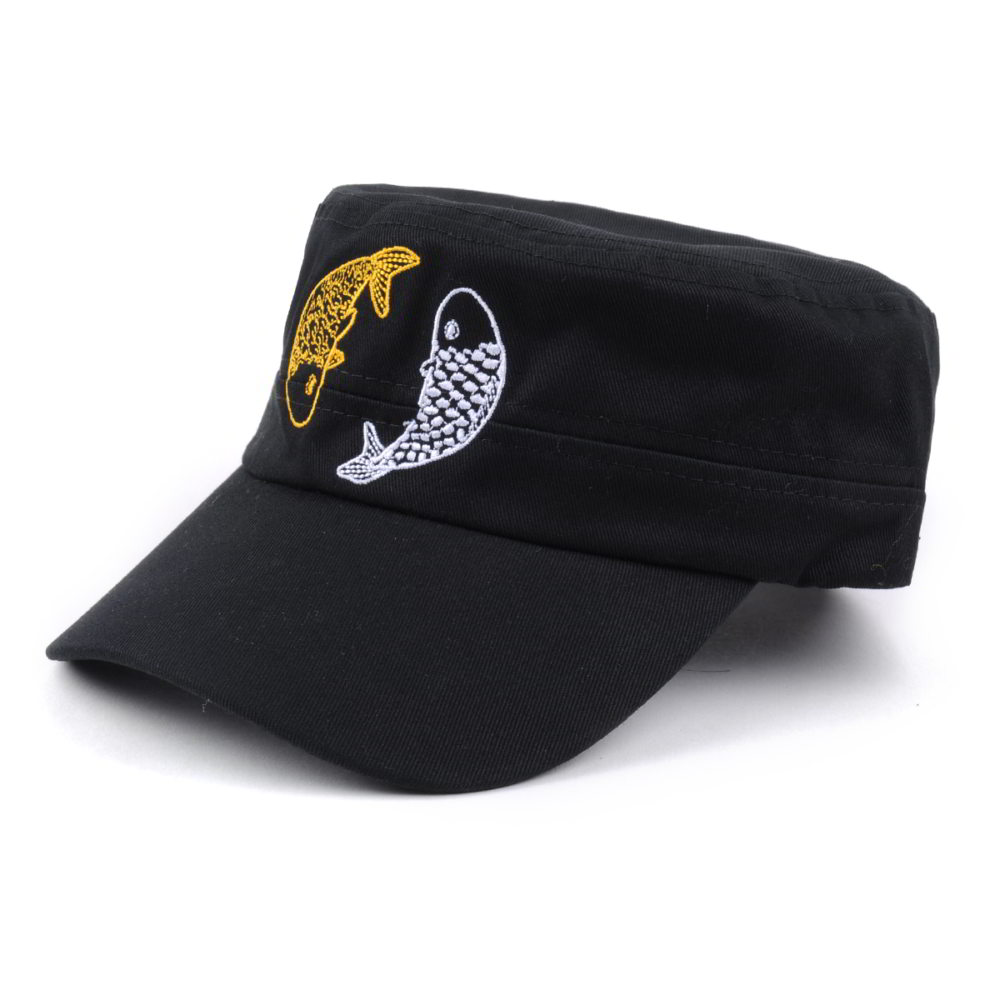 custom plain embroidery black military caps