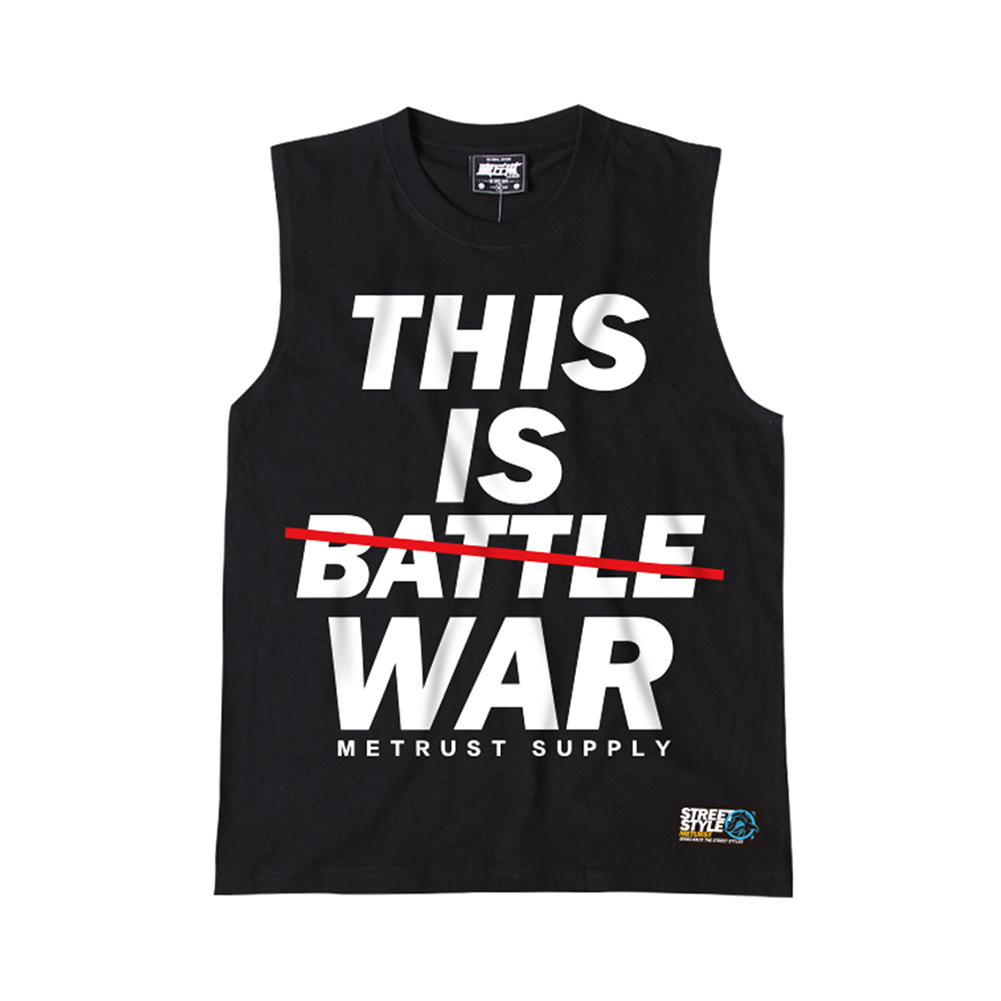 >Black simple designed casual tank top for men