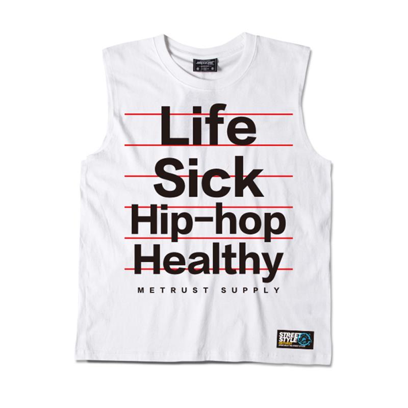 white hip hop style casual sleeveless unisex tank top