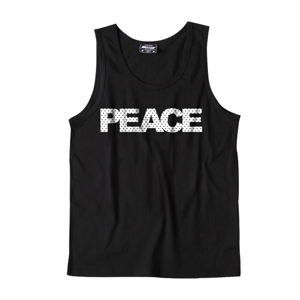 >Black funny printed characters tank top for men