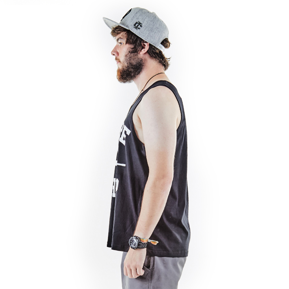 Black classic loose sport graphic tank top for men