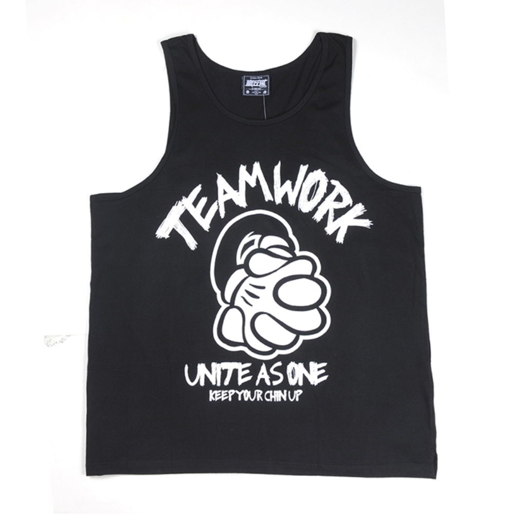 >Sport Vest Printed black mens tank top