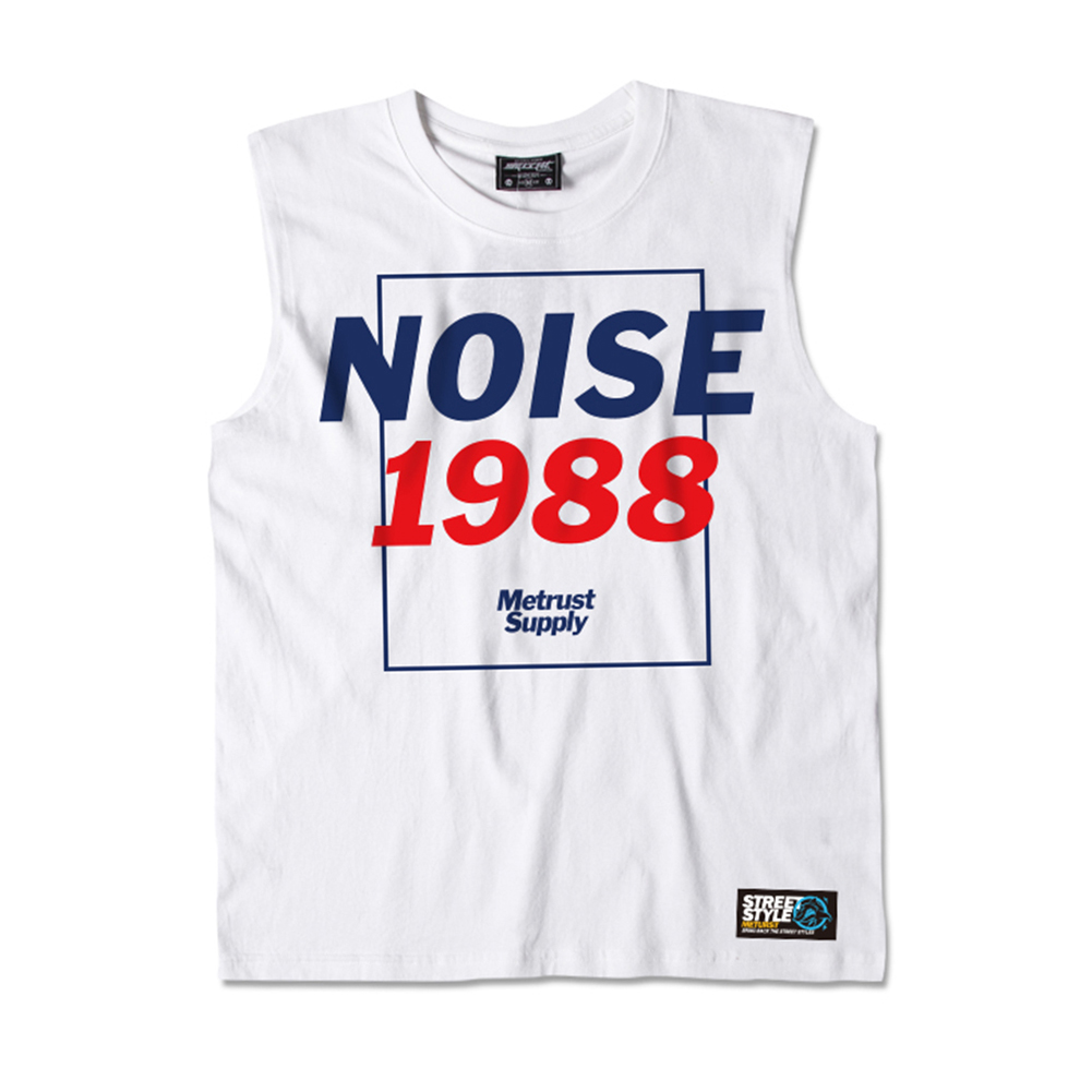 >White printed NOISE 1988 casual tank top